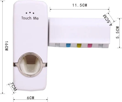 Automatinis dantų pastos dozatorius ir šepetėlių laikiklis