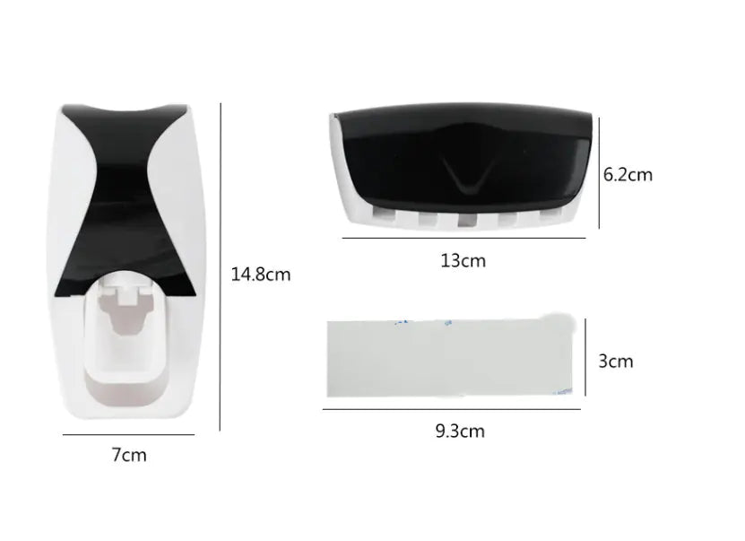 Automatinis dantų pastos dozatorius ir šepetėlių laikiklis